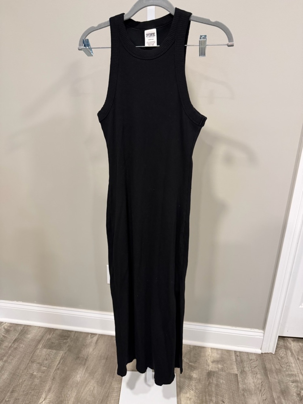 PINK Victoria's Secret Black Ribbed Tank Maxi Dress